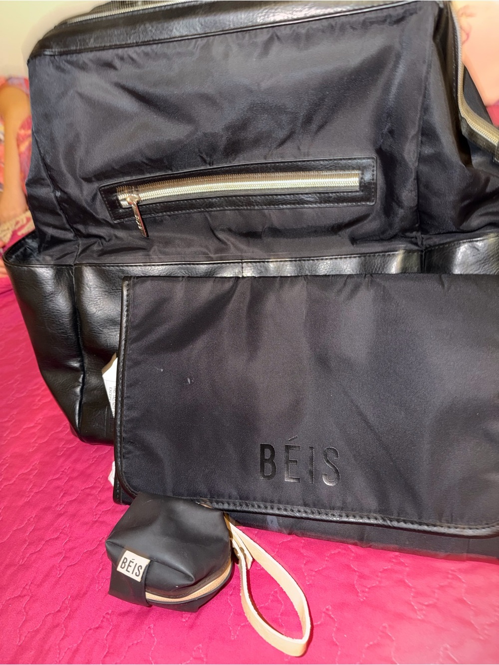 BEIS Black Nylon Travel Tote with Organizer Pouch and Wristlet